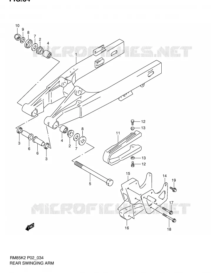 BRAS OSCILLANT ARRIERE Suzuki MOTO 85 RM 2002  RM85K2(P2)