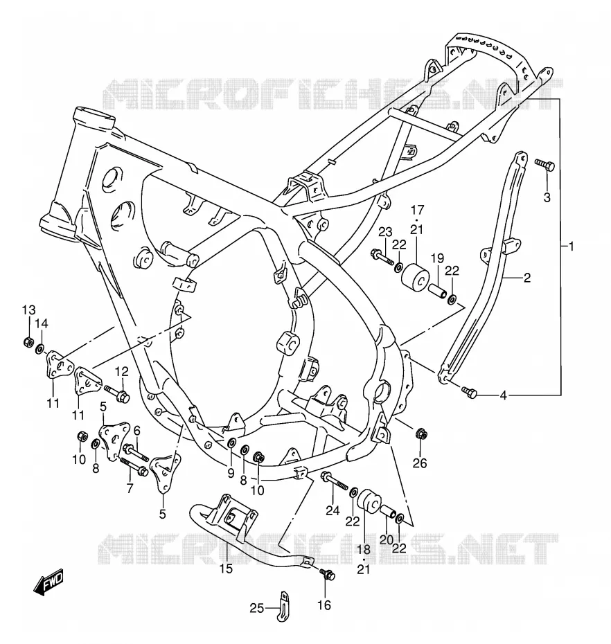 CADRE (MODELE K/L/M/N) Suzuki MOTO 250 RMX 1991  RMX250M(E1)
