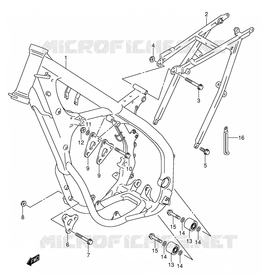 CADRE (MODELE K1) Suzuki MOTO 250 RM 2004  RM250K4(E3/E28)