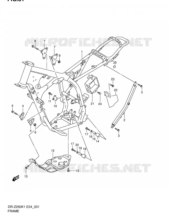 CADRE Suzuki MOTO 250 DR-Z 2004  DR-Z250K4(E24)