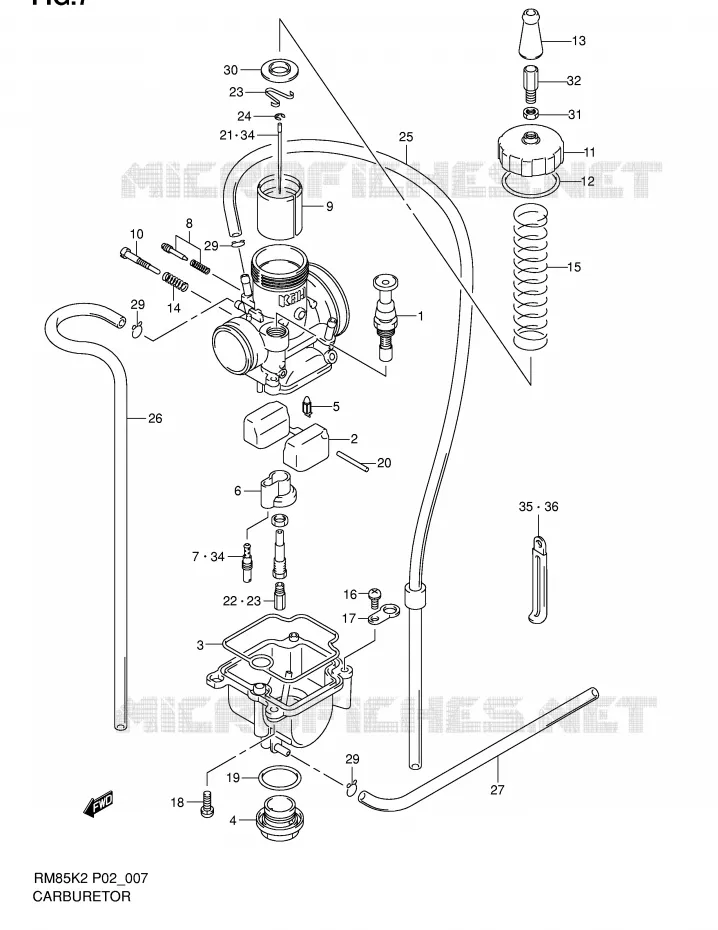 CARBURATEUR Suzuki MOTO 85 RM 2002  RM85K2(P2)