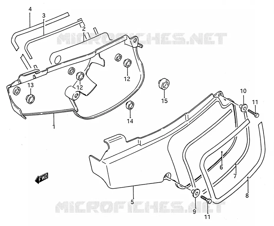 CARENAGES ARRIERE  (MODELE G/H/J/K/L) Suzuki MOTO 80 RM 1991  RM80M(E28)