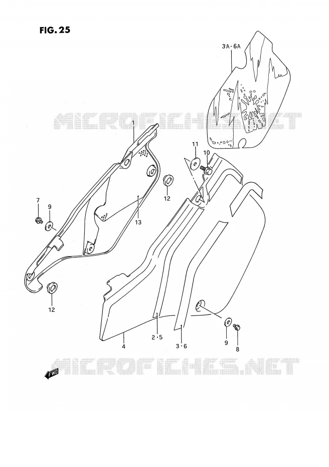 CARENAGES ARRIERE  (MODELE K/L/M) Suzuki MOTO 250 RMX 1990  RMX250L(E3)