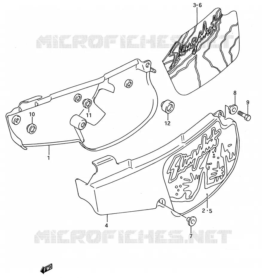 CARENAGES ARRIERE  (MODELE M/N) Suzuki MOTO 80 RM 1990  RM80L(E28)