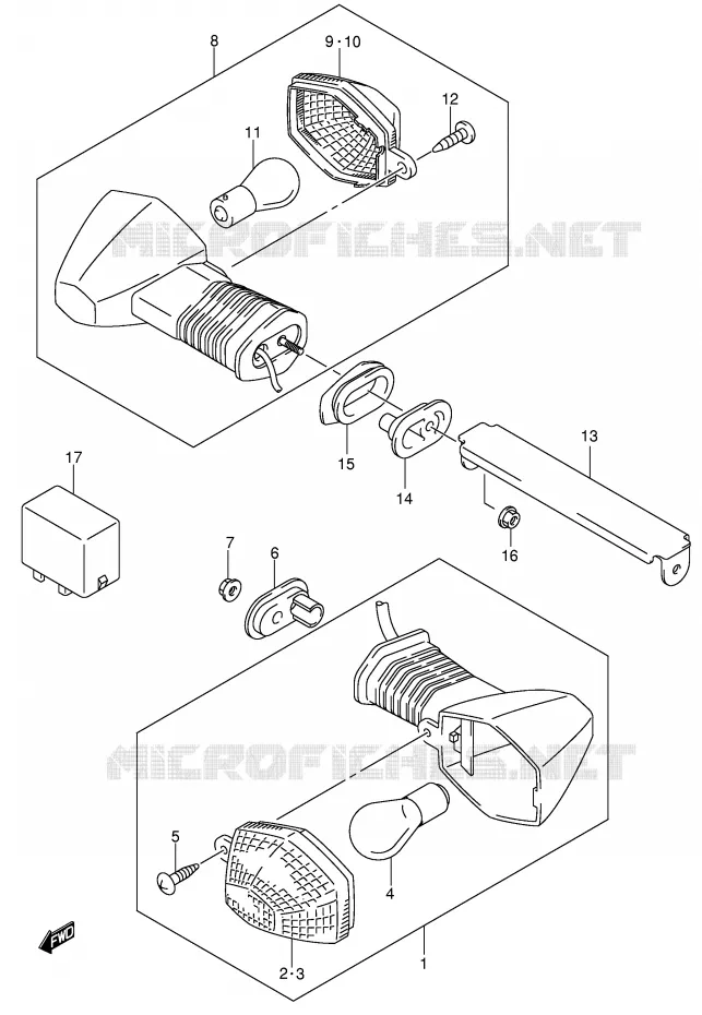 CLIGNOTANTS (SV1000/U1/U2) Suzuki MOTO 1000 SV 2003  SV1000S2K3(E2)