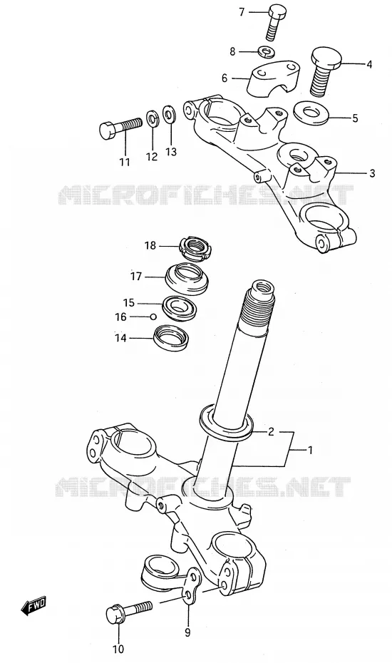 COLONNE DE DIRECTION (MODELE G/H/J) Suzuki MOTO 80 RM 1991  RM80M(E28)