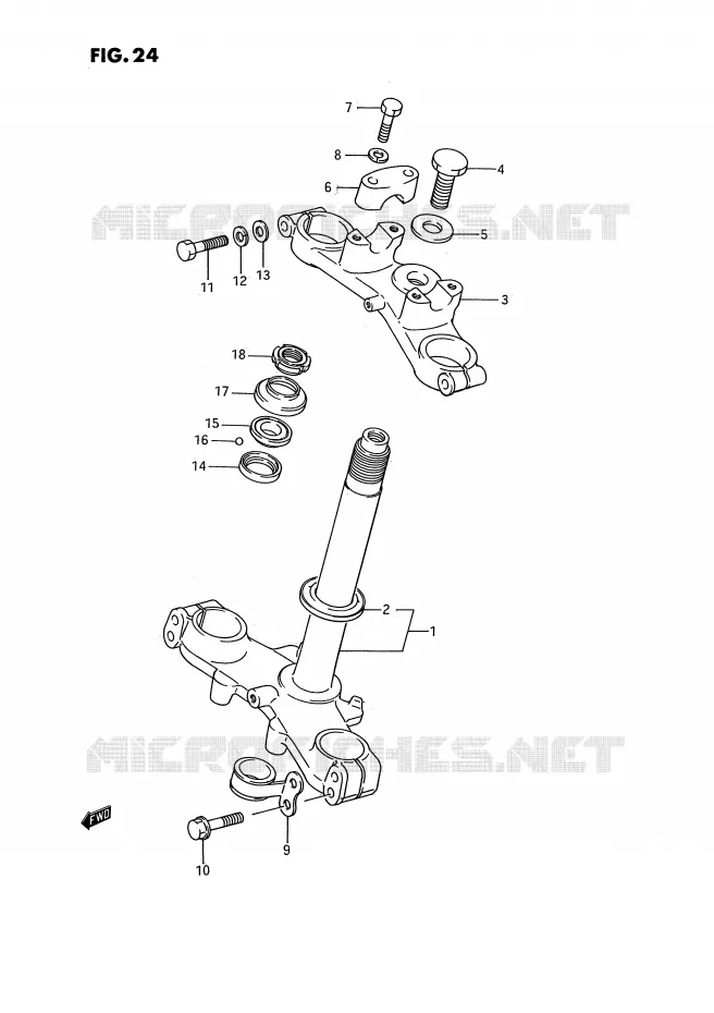 COLONNE DE DIRECTION (MODELE G/H/J) Suzuki MOTO 80 RM 1993  RM80P(E3)