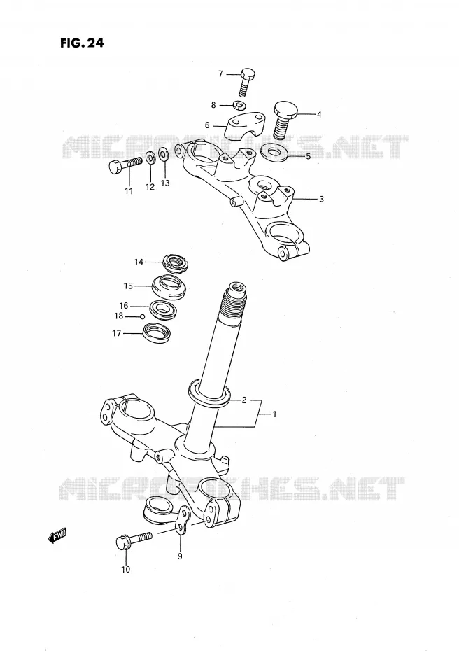 COLONNE DE DIRECTION (MODELE G/H/J) Suzuki MOTO 80 RM 1994  RM80XR(E2)