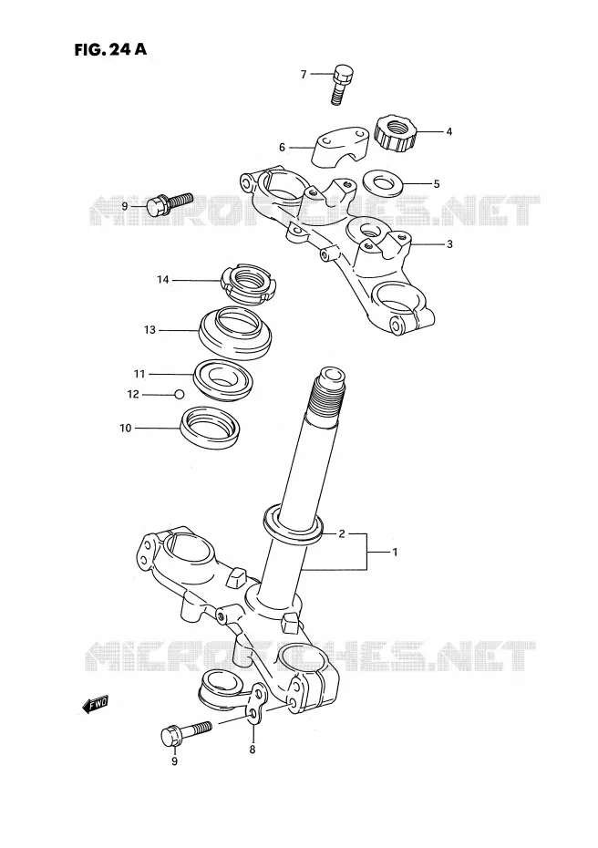 COLONNE DE DIRECTION (MODELE K) Suzuki MOTO 80 RM 1987  RM80H(E3)