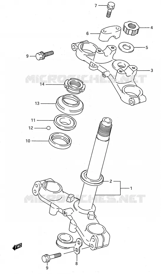 COLONNE DE DIRECTION (MODELE K) Suzuki MOTO 80 RM 1991  RM80M(E28)