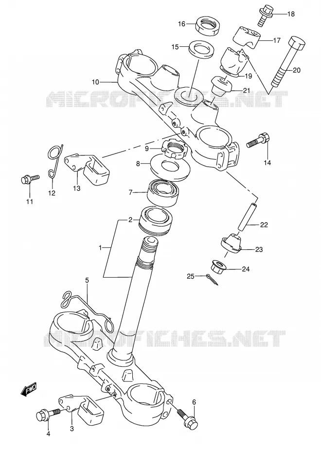 COLONNE DE DIRECTION (MODELE M/N) Suzuki MOTO 250 RMX 1989  RMX250K(E1)