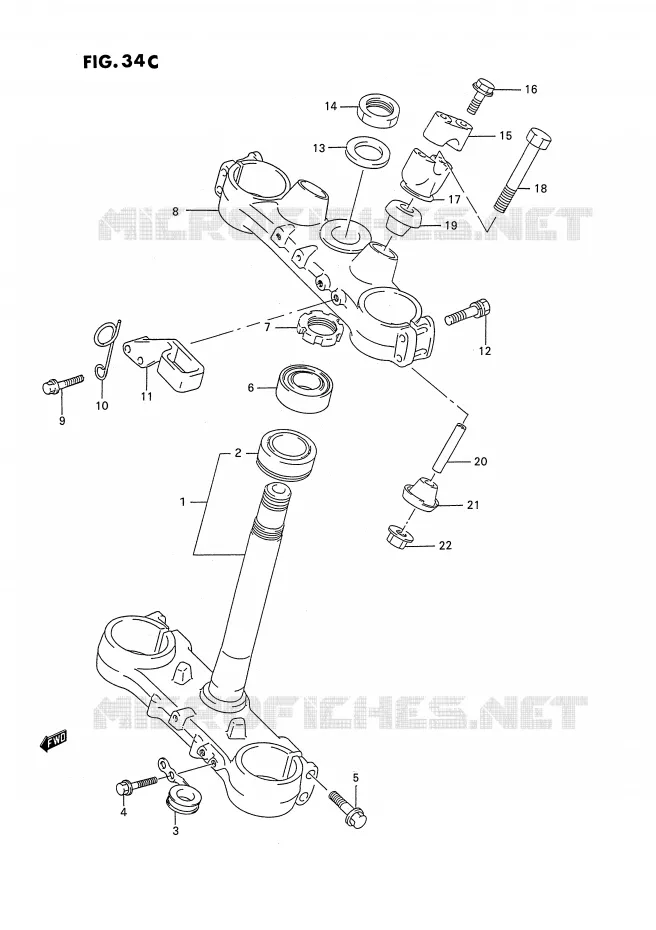 COLONNE DE DIRECTION (MODELE T) Suzuki MOTO 250 RMX 1995  RMX250S(E3)