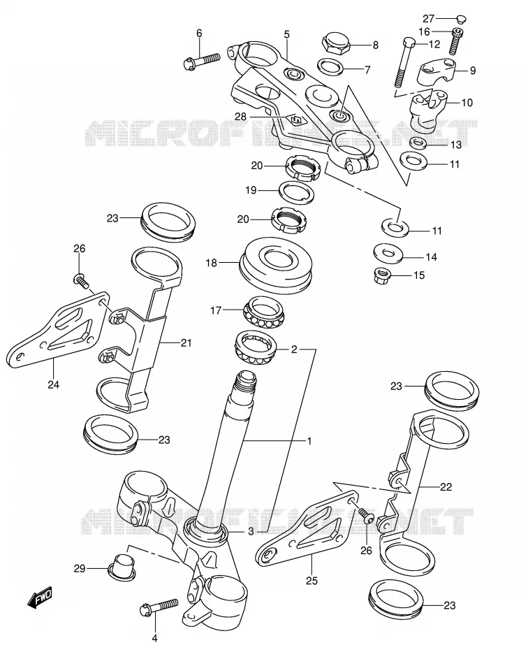 COLONNE DE DIRECTION (SV1000/U1/U2) Suzuki MOTO 1000 SV 2005  SV1000S2K5(E2)