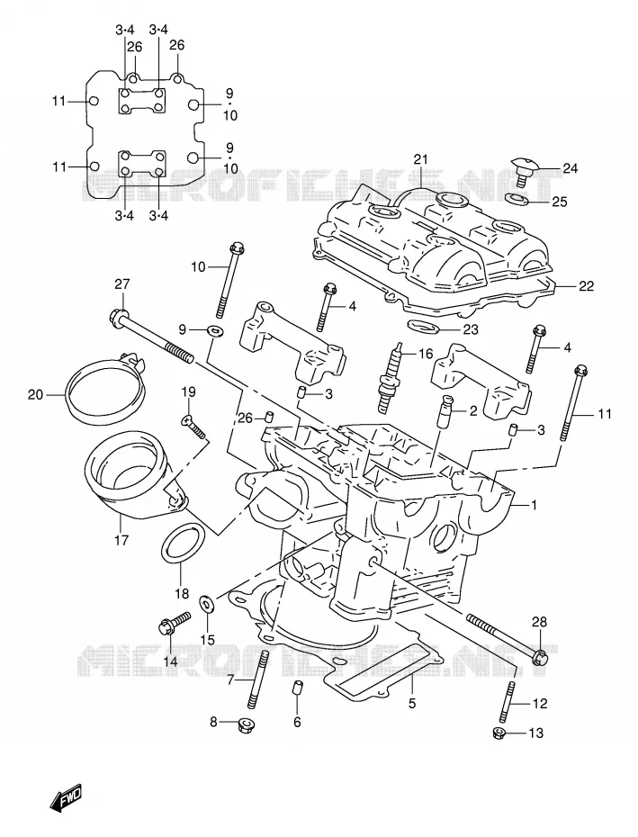CULASSE ARRIERE (MODELE V) Suzuki MOTO 1000 TL-S 1997  TL1000SV(E2)