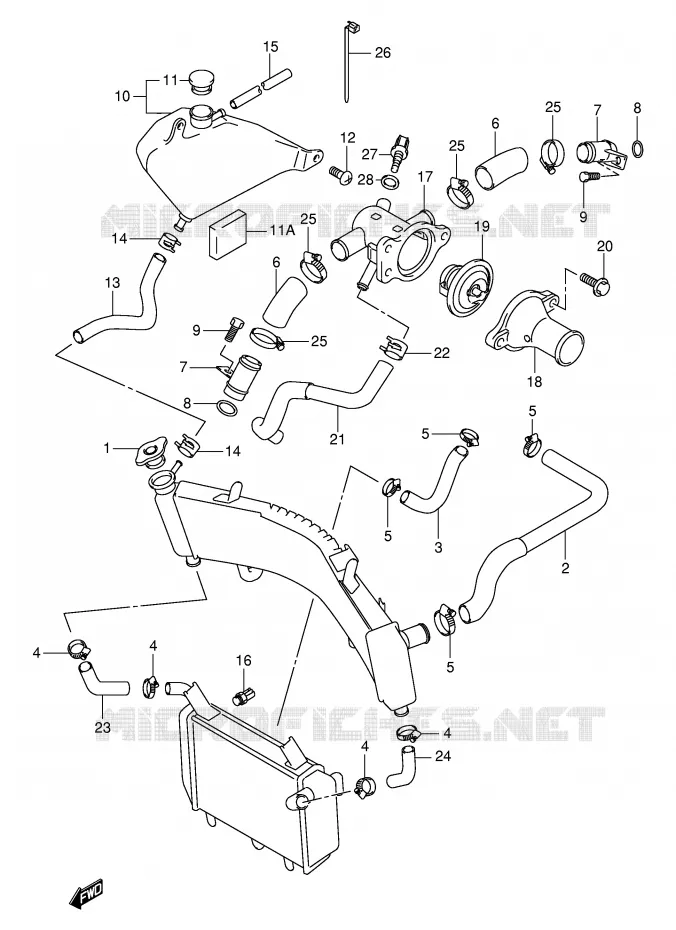DURITE DE RADIATEUR Suzuki MOTO 1000 TL-R 2001  TL1000RK1(E2)