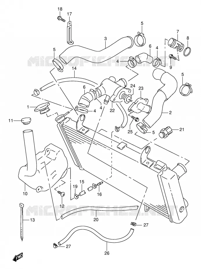 DURITE DE RADIATEUR Suzuki MOTO 1000 TL-S 2000  TL1000SY(E2)