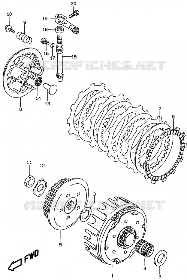 EMBRAYAGE Suzuki MOTO 80 RM 1997  RM80XV(T/V/W)