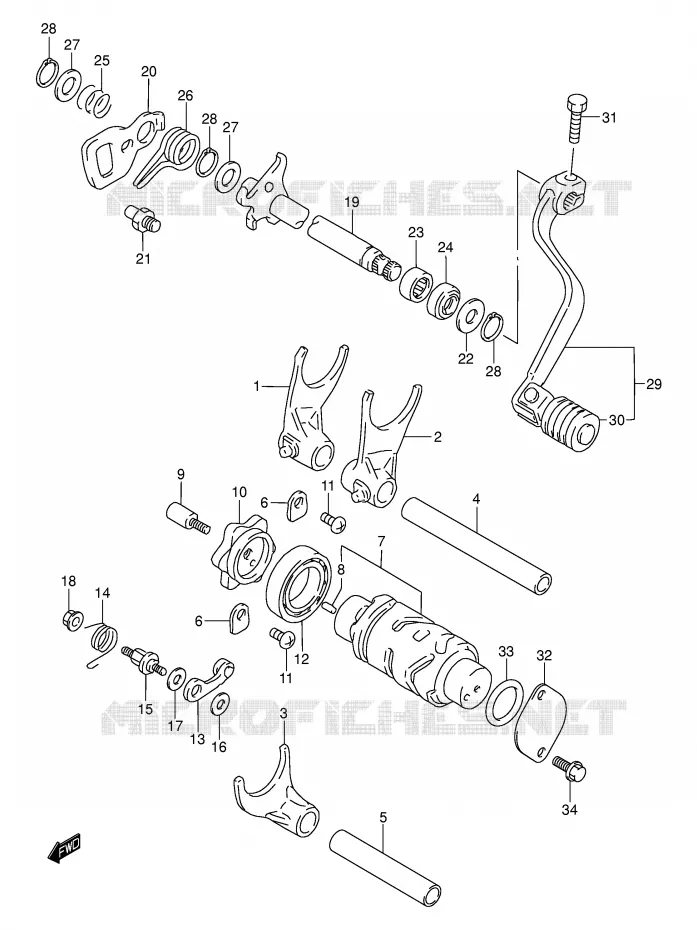 ENSEMBLE DE SELECTION DE VITESSES Suzuki MOTO 250 DR-Z 2002  DR-Z250K2(E3/E28)