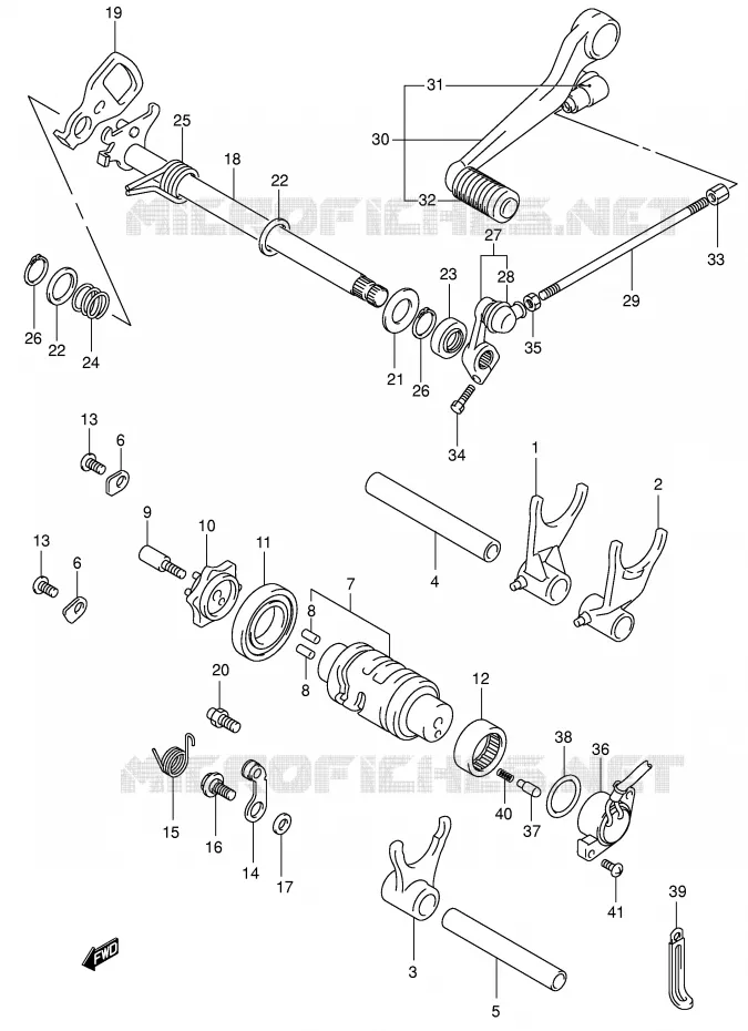 ENSEMBLE DE SELECTION DE VITESSES Suzuki MOTO 650 SV 2001  SV650K1(E2)