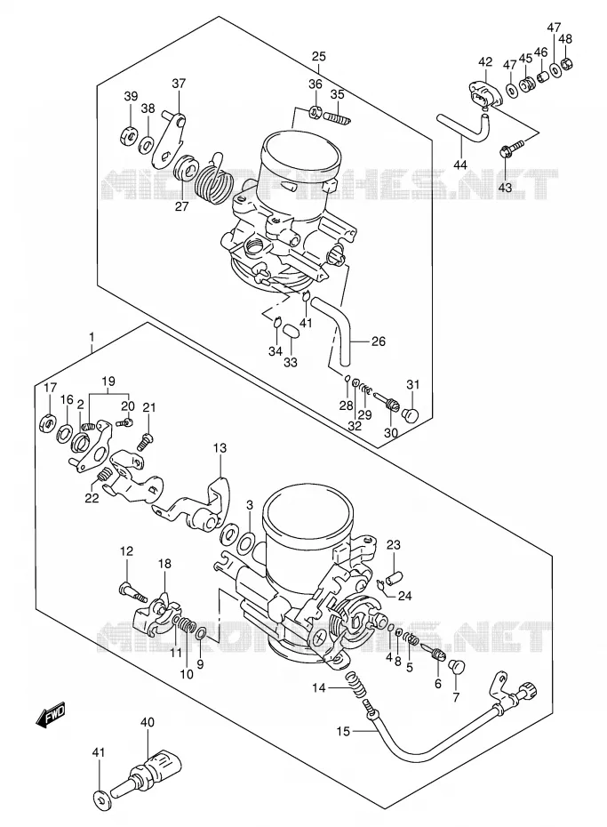 ENSEMBLE INJECTION (MODELE W/X/Y/K1) Suzuki MOTO 1000 TL-S 2000  TL1000SY(E2)