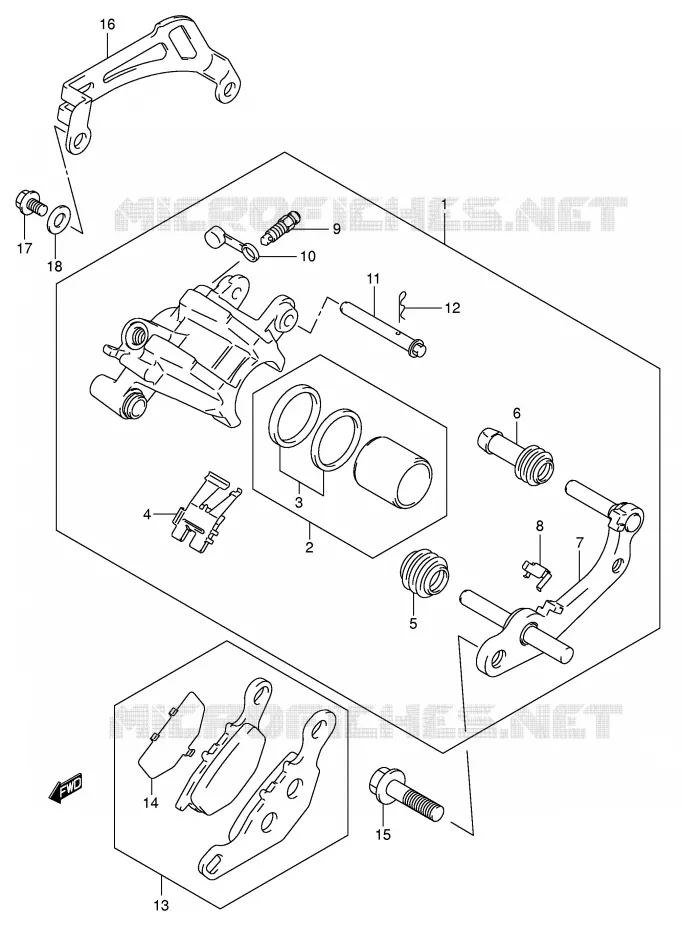 ETRIER DE FREIN ARRIERE (MODELE K5/K6) Suzuki MOTO 85 RM 2003  RM85K3(P3/P28)