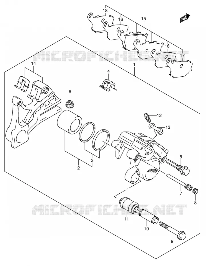 ETRIER DE FREIN ARRIERE Suzuki MOTO 1000 SV 2003  SV1000U2K3(E2)