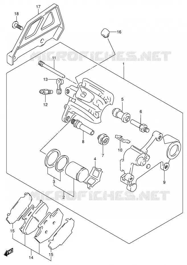 ETRIER DE FREIN ARRIERE Suzuki MOTO 250 DR-Z 2001  DR-Z250K1(E24)