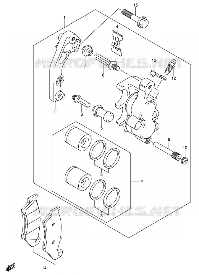 ETRIER DE FREIN AVANT (MODELE K5/K6) Suzuki MOTO 250 RM 2003  RM250K3(E3/E28)