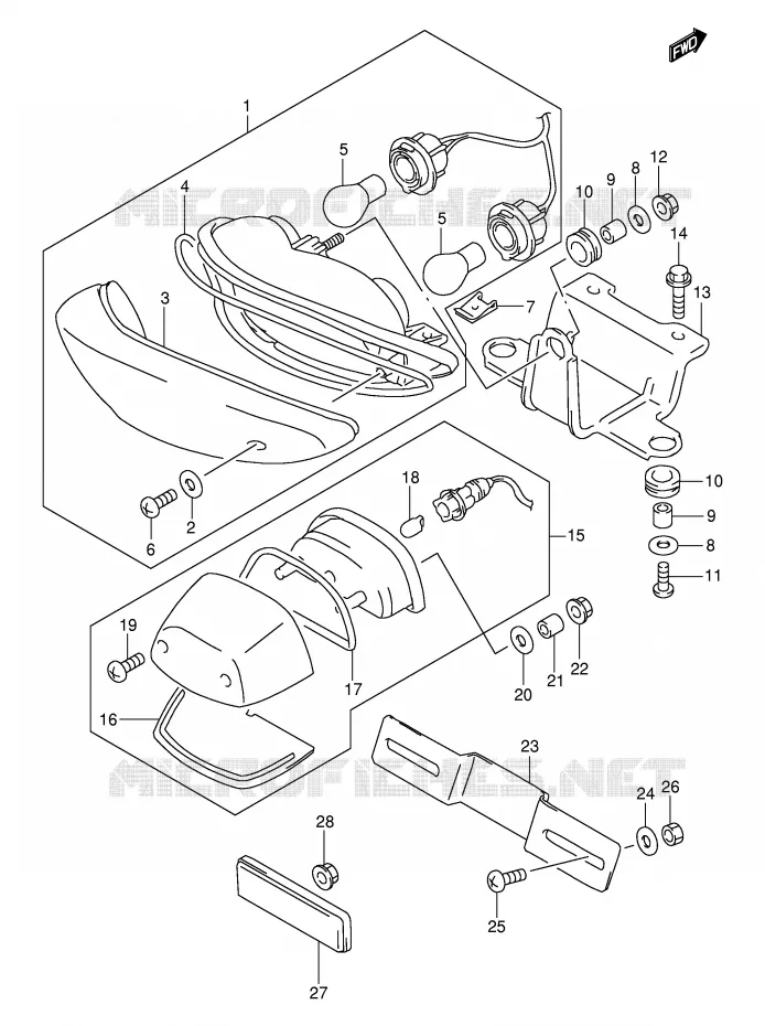 FEU ARRIERE (MODELE W/X/Y/K1) Suzuki MOTO 1000 TL-S 1999  TL1000SX(E2)