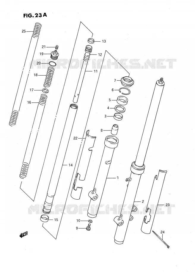 FOURCHE AVANT (MODELE K) Suzuki MOTO 80 RM 1986  RM80XG(E2)