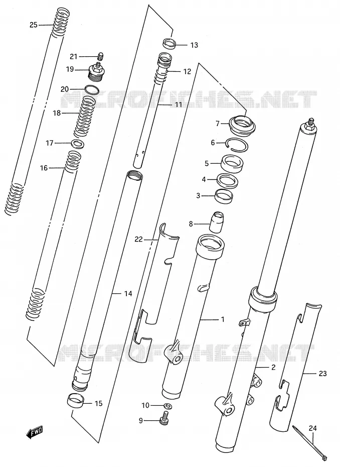 FOURCHE AVANT (MODELE K) Suzuki MOTO 80 RM 1990  RM80L(E28)