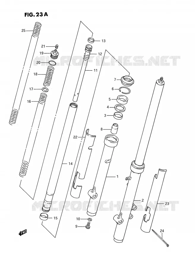 FOURCHE AVANT (MODELE K) Suzuki MOTO 80 RM 1995  RM80S(E3)