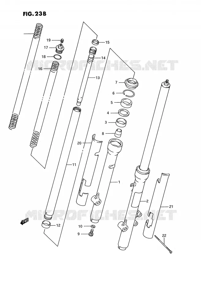 FOURCHE AVANT (MODELE L/M/N/P/R) Suzuki MOTO 80 RM 1990  RM80L(E3)