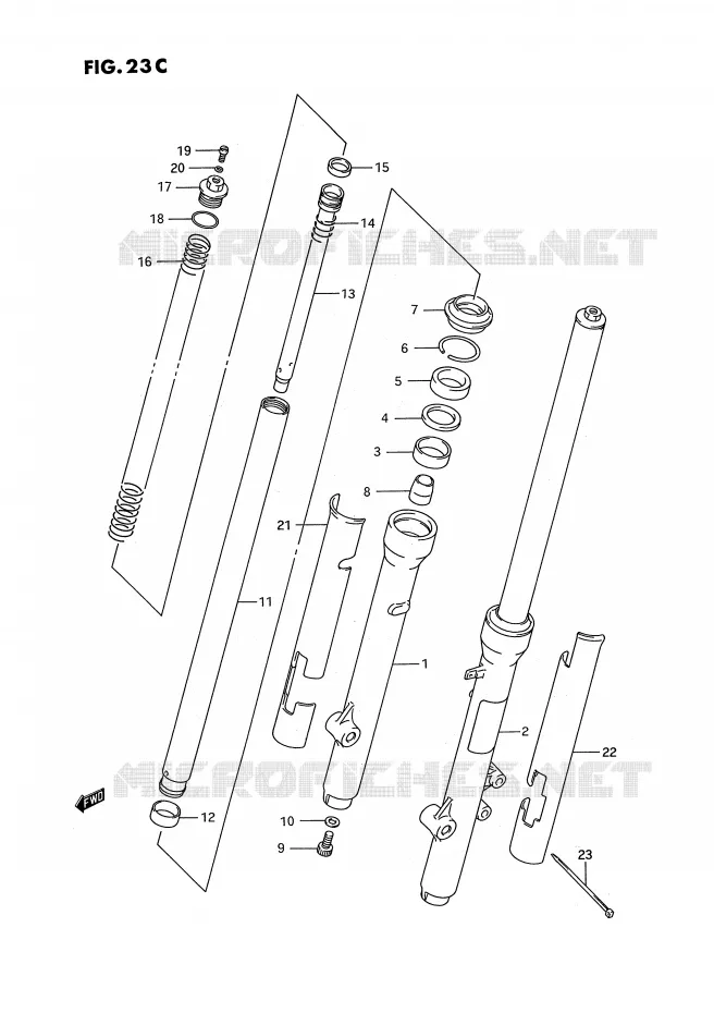 FOURCHE AVANT (MODELE S) Suzuki MOTO 80 RM 1988  RM80J(E3)