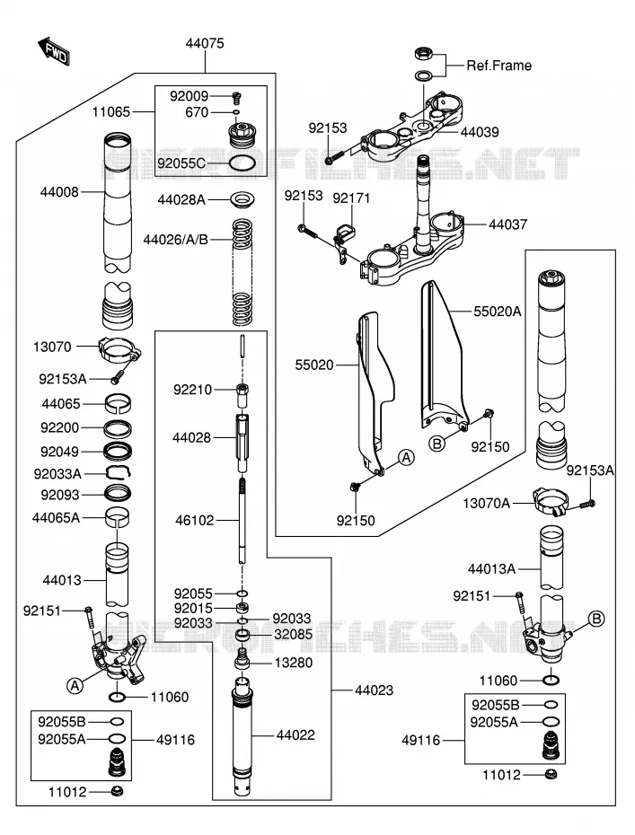 FOURCHE AVANT Suzuki MOTO 250 RM-Z 2005  RM-Z250K5(E19)