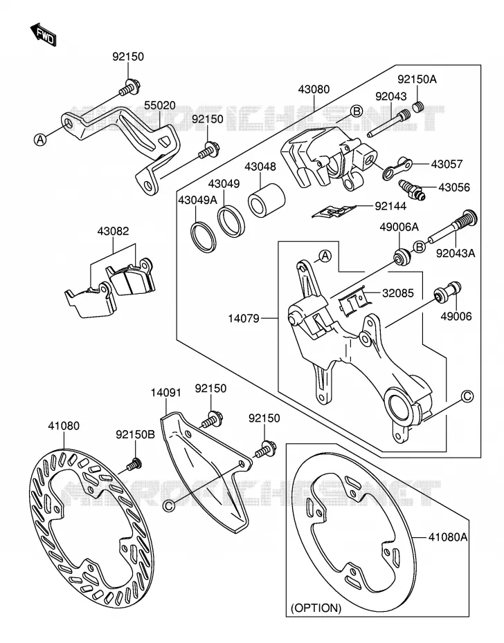 FREIN ARRIERE Suzuki MOTO 250 RM-Z 2005  RM-Z250K5(E19)