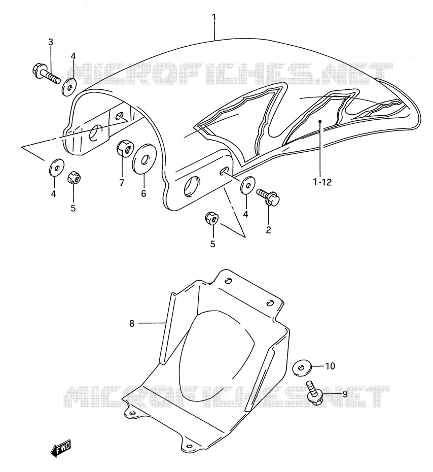 GARDE BOUE ARRIERE (MODELE N/P/R/S) Suzuki MOTO 80 RM 1987  RM80H(E28)