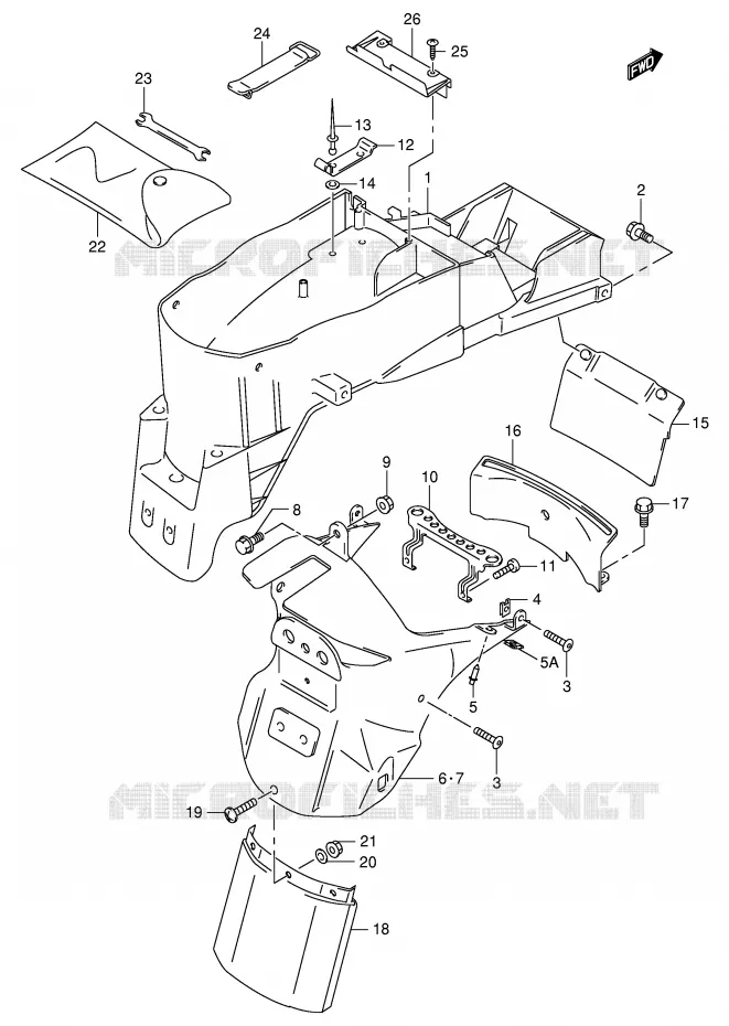 GARDE BOUE ARRIERE Suzuki MOTO 1000 TL-R 1999  TL1000RX(E2)