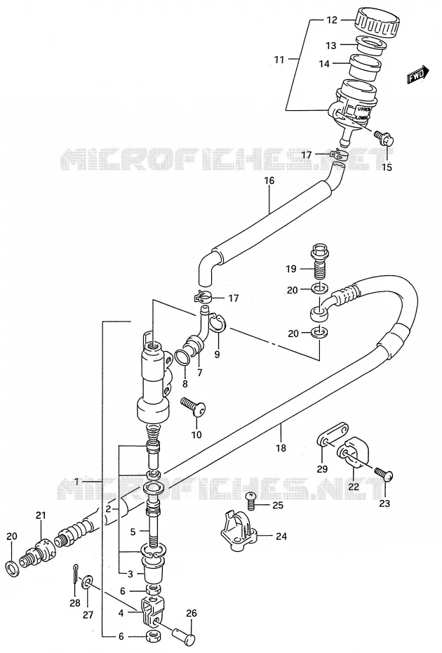 MAITRE CYLINDRE ARRIERE (MODELE K) Suzuki MOTO 250 RMX 1990  RMX250L(E28)