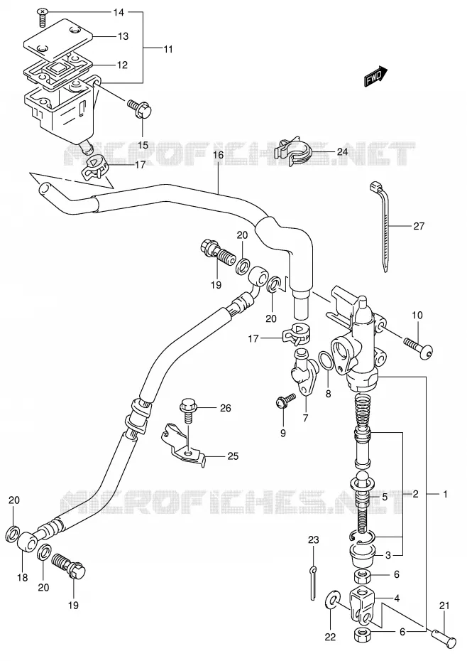 MAITRE CYLINDRE ARRIERE Suzuki MOTO 650 SV 2000  SV650Y(E2)