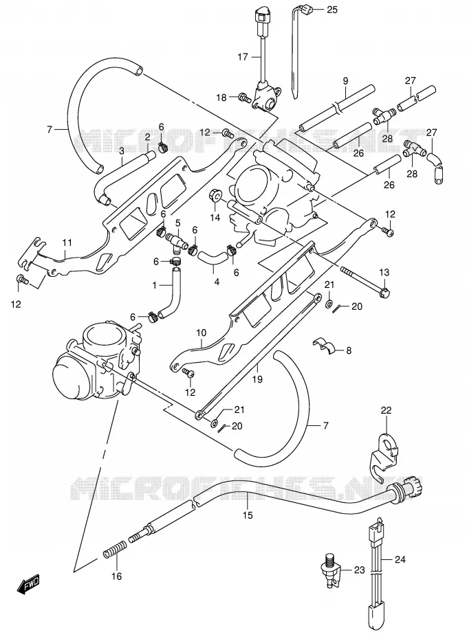 PIECES EXTERNES CARBURATEUR Suzuki MOTO 650 SV-S 2001  SV650SUK1(E2)