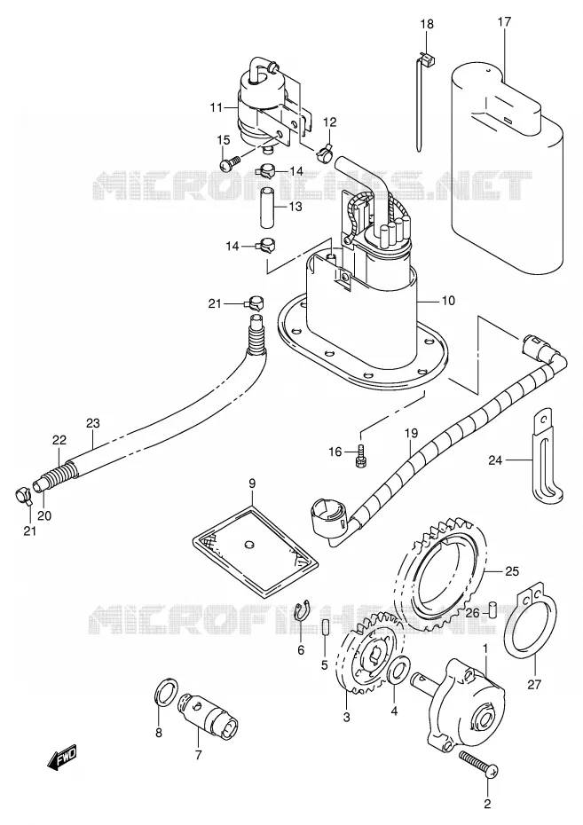 POMPE A HUILE - POMPE A ESSENCE (MODELE W) Suzuki MOTO 1000 TL-R 1998  TL1000RW(E2)