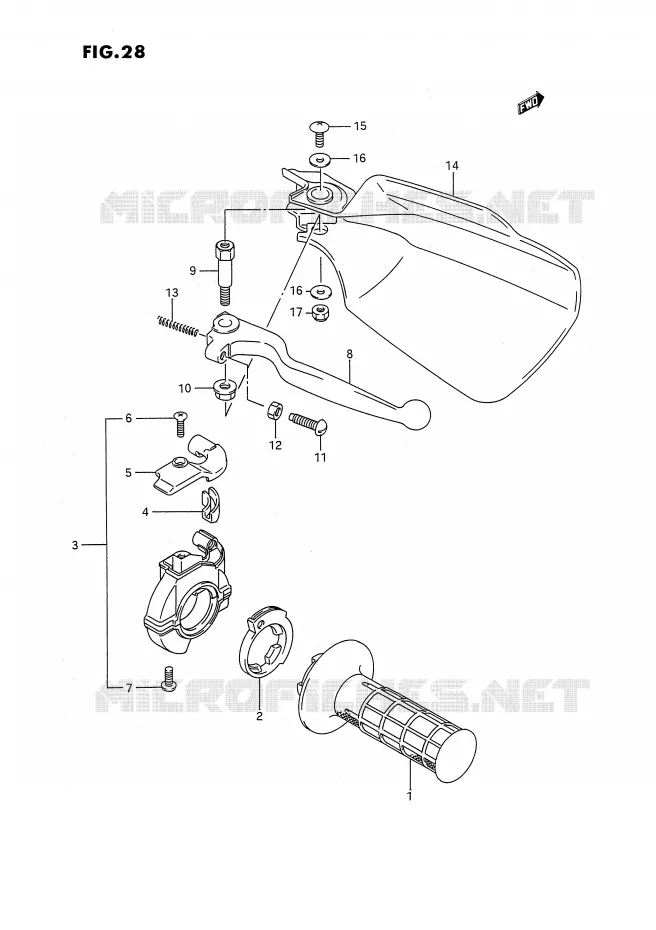 PROTEGE MAIN DROIT (MODELE K/L/M) Suzuki MOTO 250 RMX 1995  RMX250S(E3)