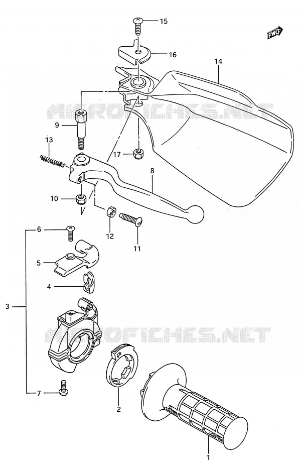 PROTEGE MAIN DROIT (MODELE N/P/R) Suzuki MOTO 250 RMX 1989  RMX250K(E28)