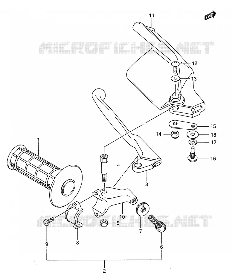 PROTEGE MAIN GAUCHE (MODELE K/L/M) Suzuki MOTO 250 RMX 1993  RMX250P(E28)