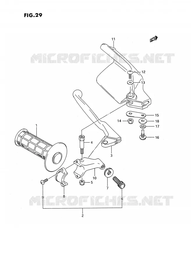 PROTEGE MAIN GAUCHE (MODELE K/L/M) Suzuki MOTO 250 RMX 1993  RMX250P(E3)