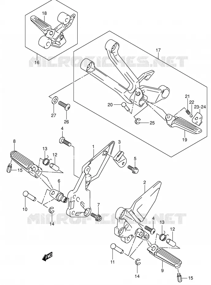 REPOSE PIED (SV1000/U1/U2K3) Suzuki MOTO 1000 SV 2005  SV1000K5(E2)