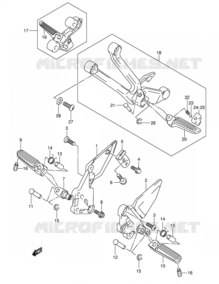 REPOSE PIEDS (MODEL K4/K5/K6/K7) Suzuki MOTO 650 SV-S 2007  SV650SAK7(E2)