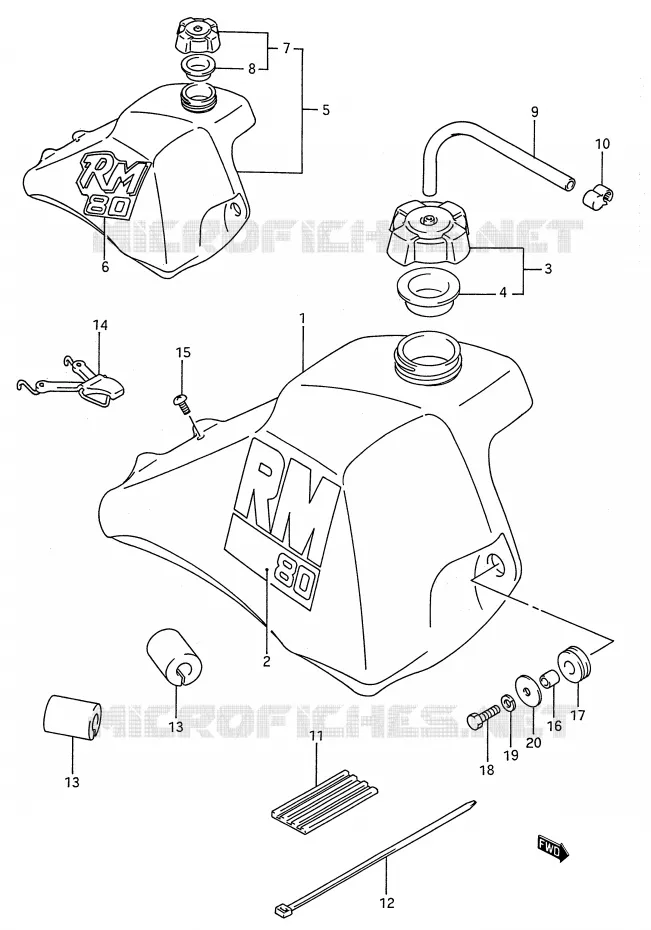 RESERVOIR D'ESSENCE (MODELE J/K) Suzuki MOTO 80 RM 1991  RM80M(E28)