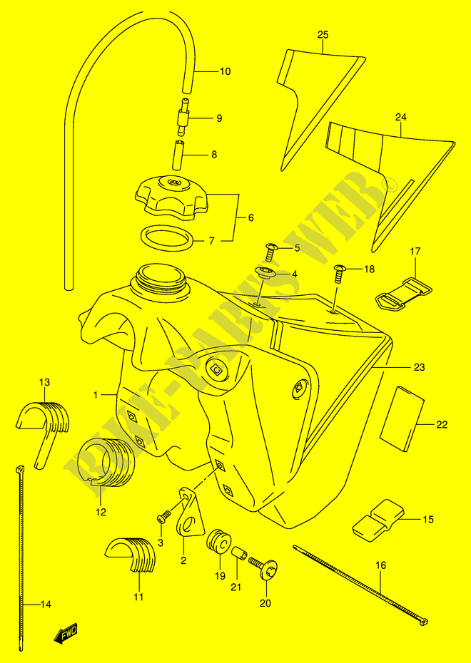 RESERVOIR D'ESSENCE (MODELE K1/K2/K3) pour Suzuki RM 125 2001